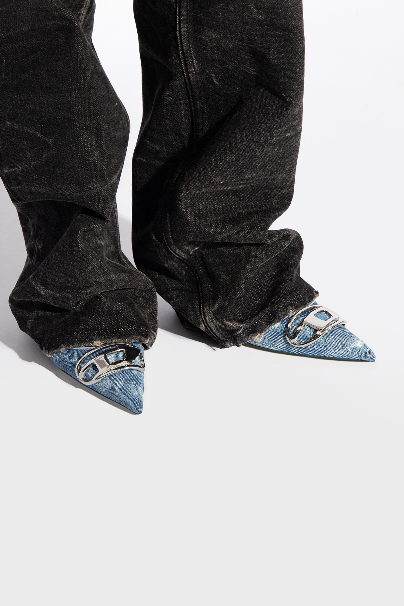 サンダル・ミュール DIESEL FW25 Diesel D-Venus SB Pumps (Y02985 PS288 T6348) Women's D-Venus-Slingback pumps in leather-trimmed mesh